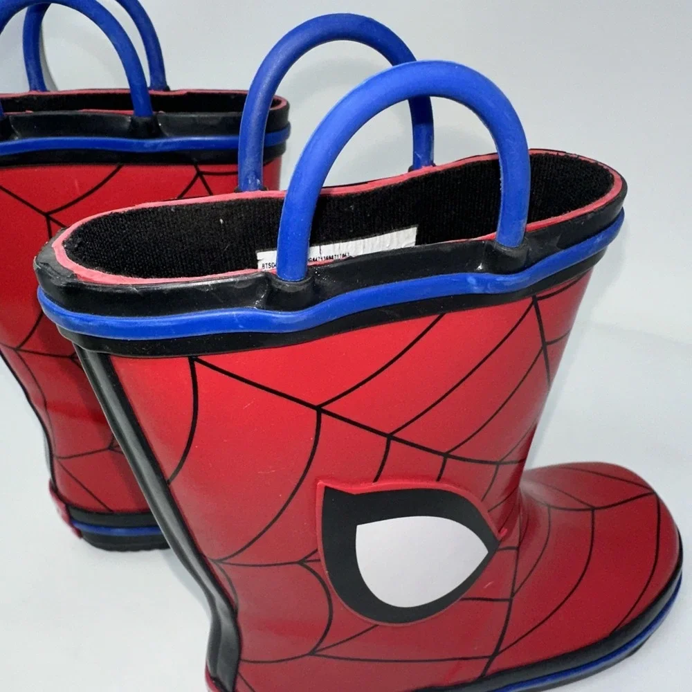 Marvel Spiderman Web Eyes‎ red Blue Rimmed Rain boots Kids Size 9/10